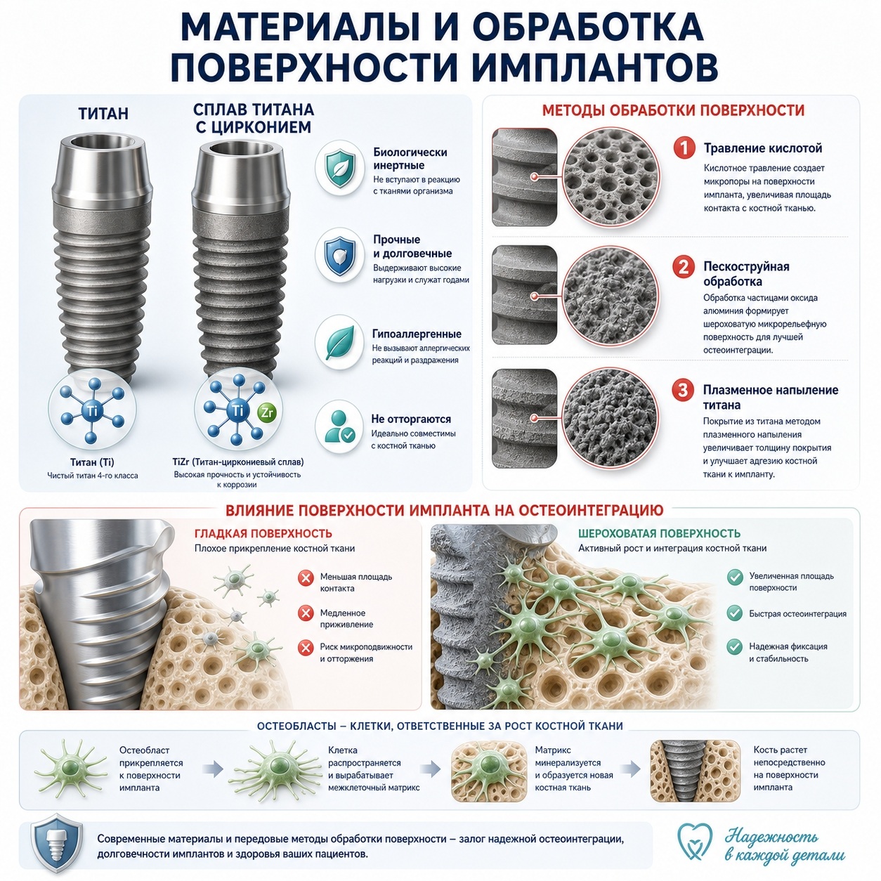 материалы для зубных имплантов &mdash; титан и сплав с цирконием